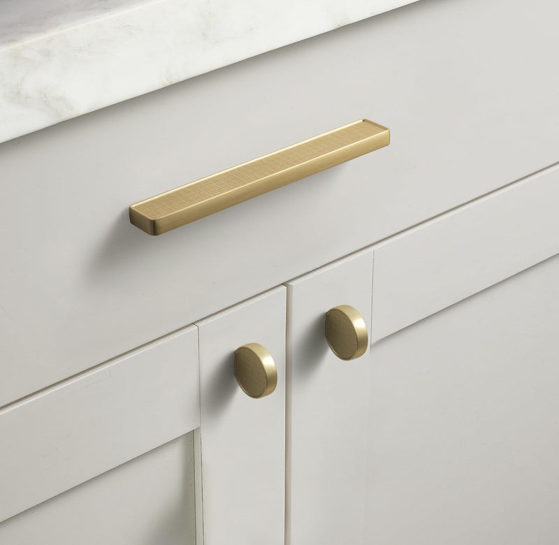[Australia - AusPower] - Goo-Ki 6 Pack 1-1/4 Inch ï¼ˆ32mmï¼‰ Hole Center Cabinet Pulls Brushed Brass Zinc Alloy Kitchen Drawer Pulls Finger Pull Drawer Handles 1.85 Inch Length 2061-TLS-32 1-1/4 in Hole Centers 