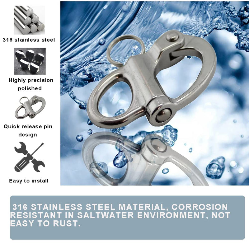 [Australia - AusPower] - Ayunwei 35mm(1-3/8 inch)/52mm(2.04 inch) Fixed Snap Shackles 316 Stainless Steel Bail Snap Shackles with Quick Release Pin for Bracelet and Boat of 5 Pcs 
