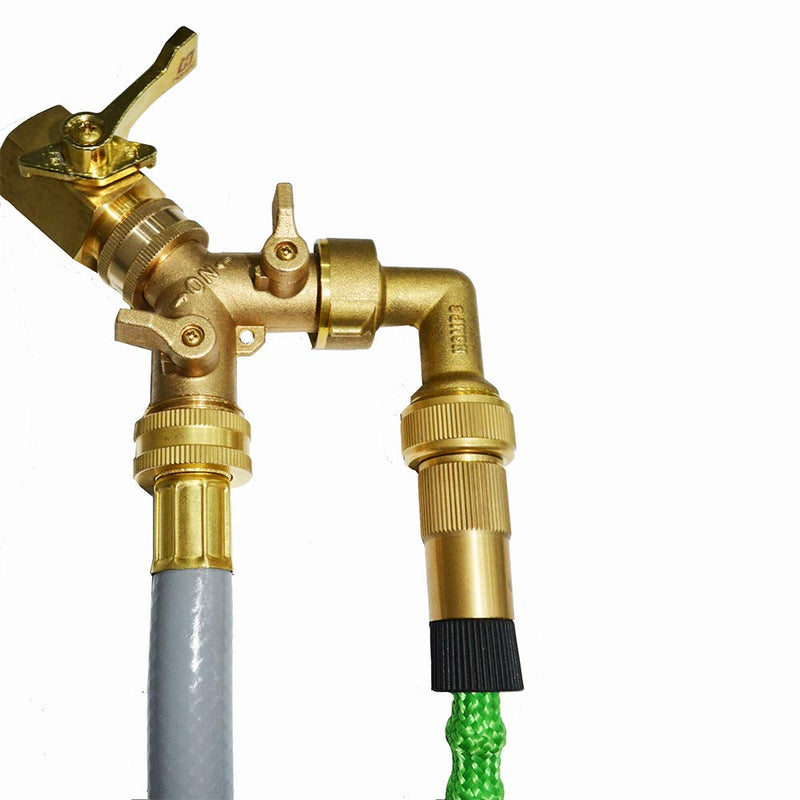 [Australia - AusPower] - Garden Hose Y Valve Connectors Brass Hose Splitter with Solid Brass Handle Brass Y Valve Water Garden Hose Adapter 2 Way Y Valve 3/4" GHT Thread Extra 4 Presure washers (1) 1 