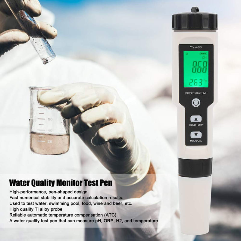 [Australia - AusPower] - 4 in 1 Portable Water Quality Monitor Test Pen 0.01-14.00pH Measuring Range PH ORP H2 Temperature Tester YY-400 