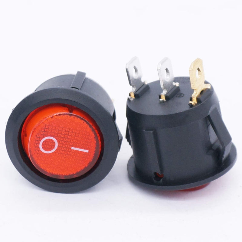 [Australia - AusPower] - TWTADE / 8Pcs Red Light Illuminated ON/Off 3 Pin 2 Position SPST Snap-in Round Latching Button Toggle Rocker Boat Switch AC 250V/10A 125V/12A （Quality Assurance for 1 Years）KCD1-5-101N-R 