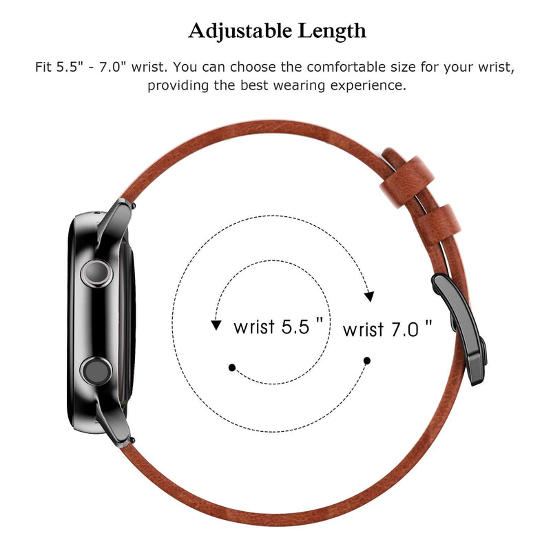 [Australia - AusPower] - SWEES Leather Band Compatible for Samsung Galaxy Watch 3 41mm / Galaxy Watch Active 40mm / Active 2 44mm / Galaxy Watch 42mm, 20mm Genuine Leather Slim Replacement Bands for Women Men, Cognac Brown 5.5" - 7.6" 