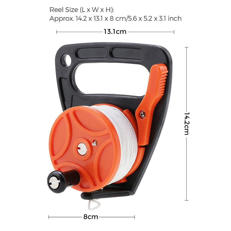 [Australia - AusPower] - Seafard Compact 150ft Scuba Dive Reel Kayak Anchor with Thumb Stopper for Safety Underwater Diving Snorkeling Red 