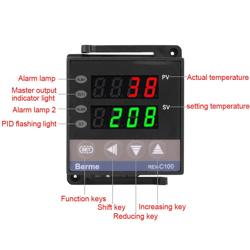 [Australia - AusPower] - PID Temperature Controller, 0℃-50℃ Alarm REX-C100 Digital Intelligent Thermostat LED PID Temperature Controller AC110V-240V 