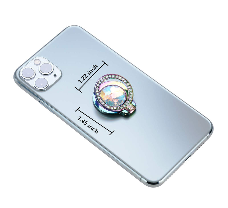 [Australia - AusPower] - lenoup Iridescent Glitter Bling Bling Phone Ring Holder,Rainbow Sparkle Phone Ring Artificial Diamond Stand,Teal Rhinestone Cell Phone Finger Ring 