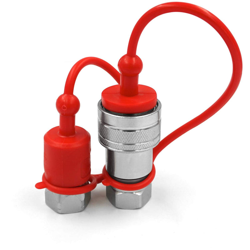 [Australia - AusPower] - 1/2" NPT Thread Ag ISO 5675 Hydraulic Quick Connect Tractor Couplers, Ball Pioneer Style ISO 5675 w/Dust Caps 