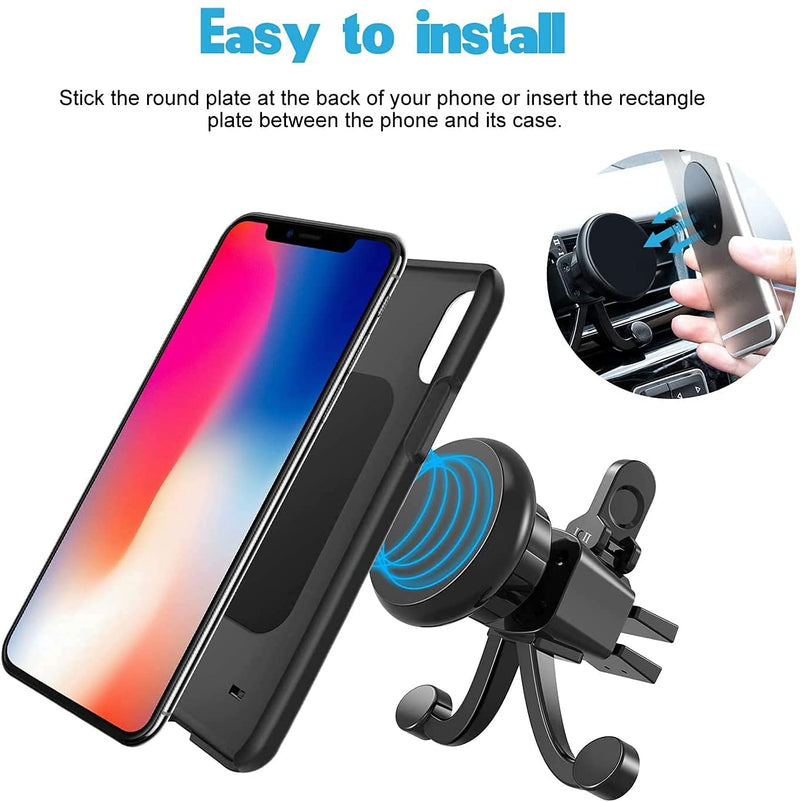 [Australia - AusPower] - Air Vent Phone Holder, Magnetic Car Mount Phone Holder Cradle for iPhone 13/13 Pro/13 Pro Max/13 Mni/12/Mini/Pro Max/11/11 Pro/XR/ X/8 Galaxy S10/S9/S8/S7/S6/S5, LG Motorola and More Air Vent- Black 