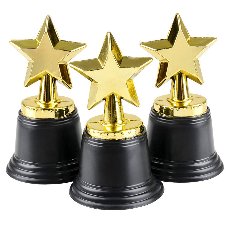 [Australia - AusPower] - Star Trophy Awards - Pack of 12 Bulk - 4.5 Inch, Gold Award Trophies for Kids Party Favors, Props, Rewards, Winning Prizes, Competitions for Kids and Adults by Bedwina 