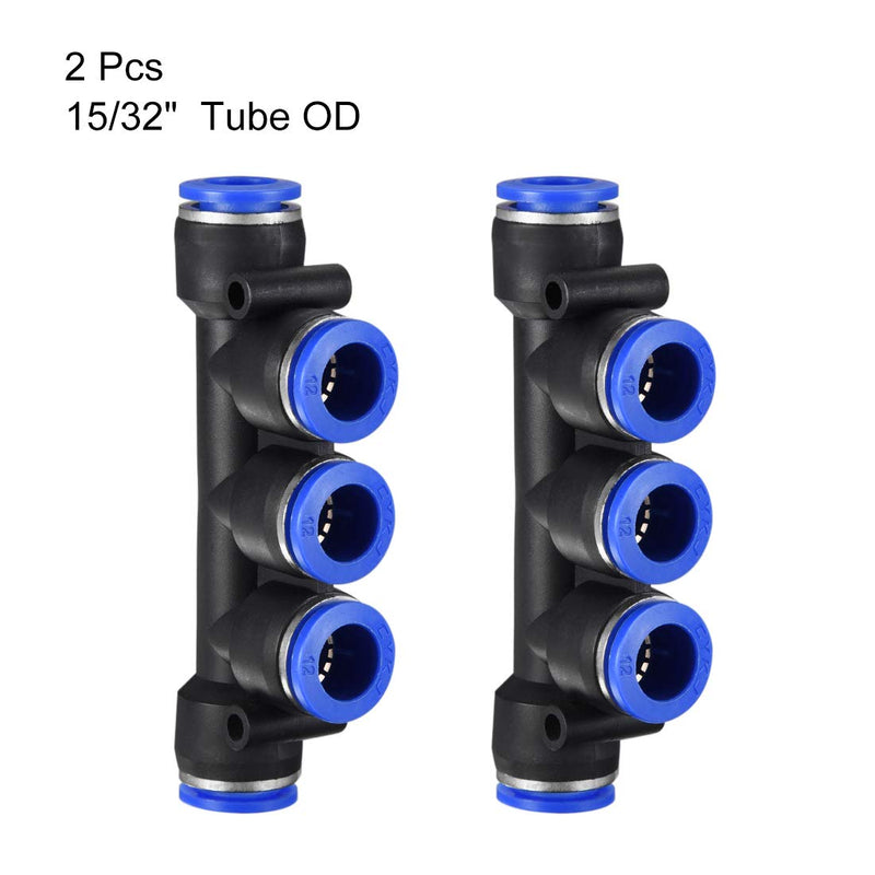 [Australia - AusPower] - uxcell Plastic Inline Manifold Union Push to Connect Tube Fittings 12mm or 15/32" OD Push Lock 2pcs 