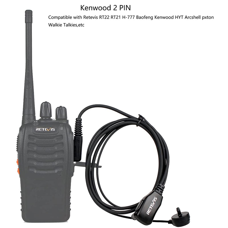 [Australia - AusPower] - Retevis Two Way Radio Headset with Mic PTT 2 Pin Acoustic Tube Earpiece for Baofeng UV-5RA UV-82 Retevis H-777 RT22 Arcshell AR-5 Walkie Talkie (5 Pack) 