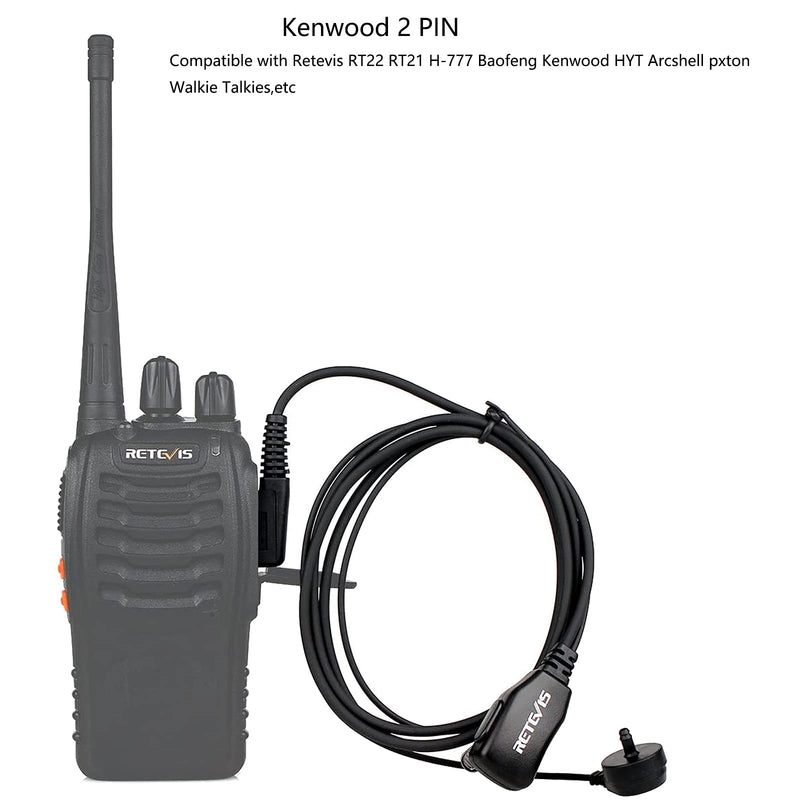 [Australia - AusPower] - Retevis 2 Pin PTT Mic Covert Acoustic Tube Earpiece Headset for Kenwood PUXING Baofeng UV-5R UV-5RA 888S Retevis H777 RT7 RT21(1 Pack) 