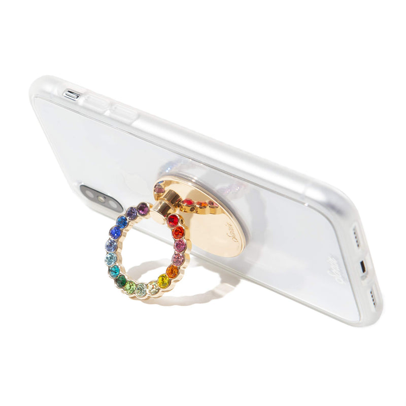 [Australia - AusPower] - Sonix Embellished Crystal Rhinestone Phone Ring and Stand (Gold, Rainbow) Gold/Rainbow 
