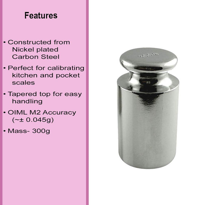 [Australia - AusPower] - American Weigh Scales Calibration Weight for AWS Digital Scale, Carbon Steel, Chrome Finish, 300G (300WGT) 