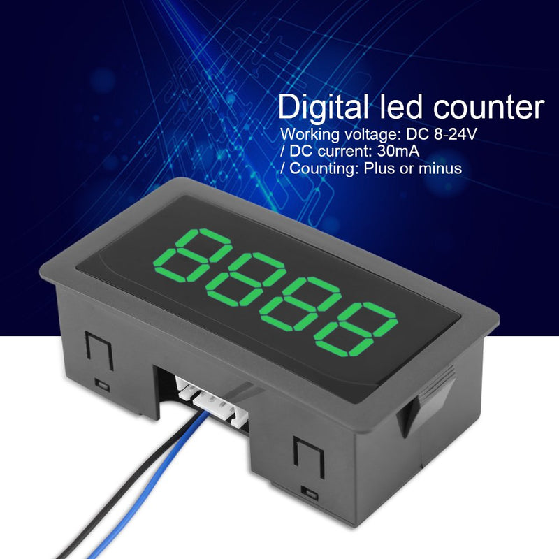 [Australia - AusPower] - Digit Counter, DC 8-24V 4 Digit LED Digital Display 0-9999 Up/Down Plus/Minus Panel Counter Meter with Cable (Green) 