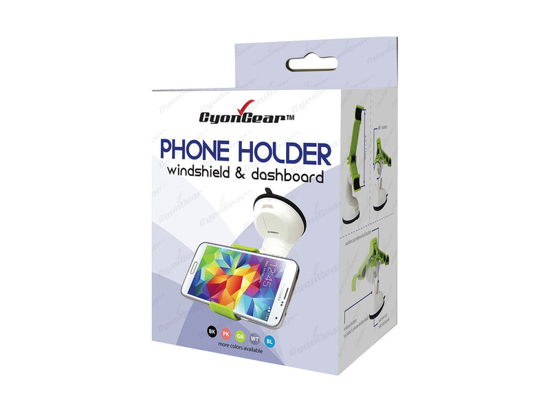 [Australia - AusPower] - CyonGear Car Windshield Dashboard Phone Holder- for iPhone X/8/8 Plus, 7/7s Plus, 5/5s/5c, Samsung Galaxy S8/S8 Plus, S7 /Edge / S6 / Edge Plus, Note 8 / 6 LG G5/G6 & Other Smartphones Green Standard Packaging 