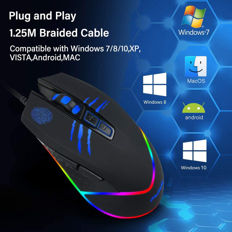 [Australia - AusPower] - Wired Gaming Mouse ,7 Buttons,4 Adjustable DPI Wired Mouse for Computer 