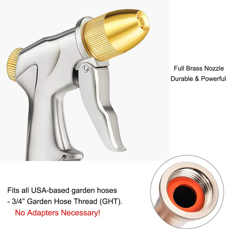[Australia - AusPower] - FANHAO Upgrade Garden Hose Nozzle Sprayer, 100% Heavy Duty Metal Handheld Water Nozzle High Pressure in 4 Spraying Modes for Hand Watering Plants and Lawn, Car Washing, Patio and Pet 4 Spray Patterns 