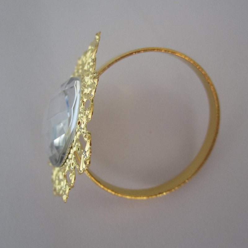 [Australia - AusPower] - Tangpan 10pcs Gold-Light Napkin Ring Rhinestones Napkin Rings for Weddings Pearl Napkin Rings Shiny (Clear) Clear 
