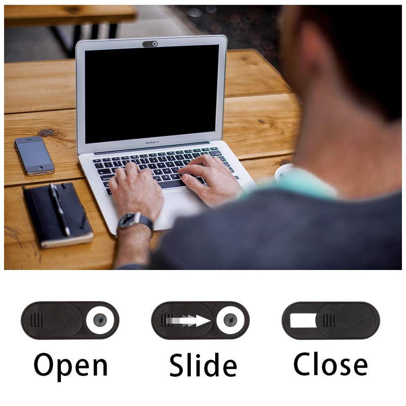 [Australia - AusPower] - Webcam Cover, Sonku 7 Pack Web Camera Bloker Compatible with Laptop, PC, MacBook, iMac, Computer, iPad, Pro, Smartphone, Ultra Thin Design Protect Your Privacy Security Digital Sliding Covers - Black 