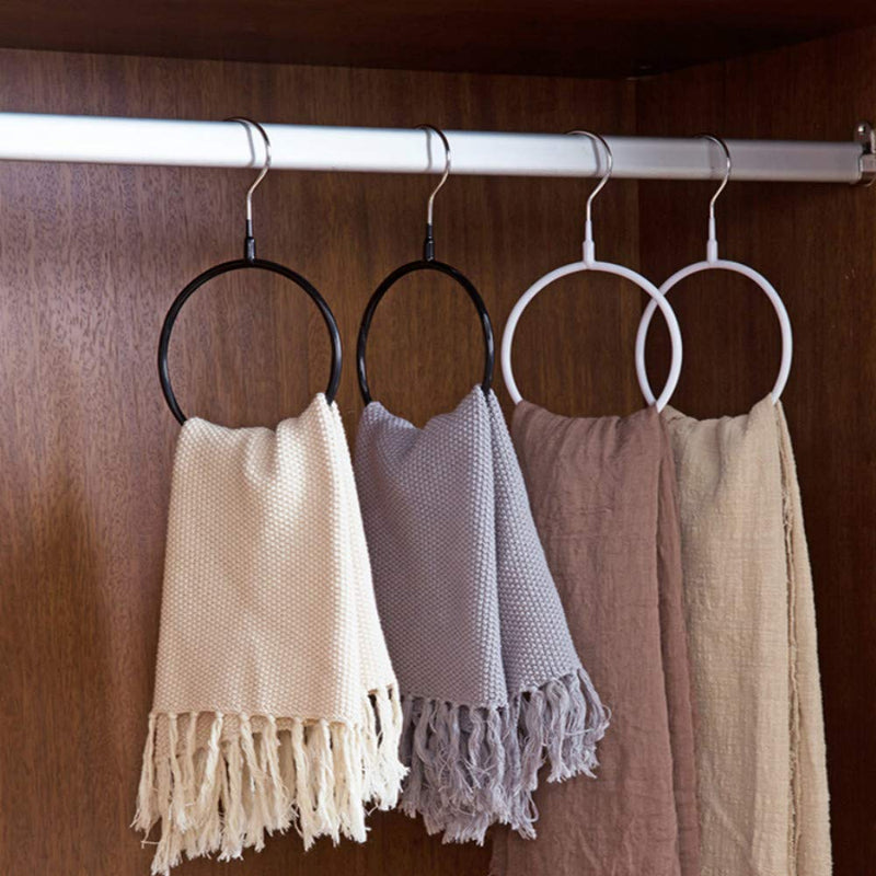 [Australia - AusPower] - Joyindecor Belt/Scarf Hangers for Closet - 8 PCS Nonslip Steel Tie Rings Holder Organizer for Neckties, Shawls Scarves, Pashminas (White) White 