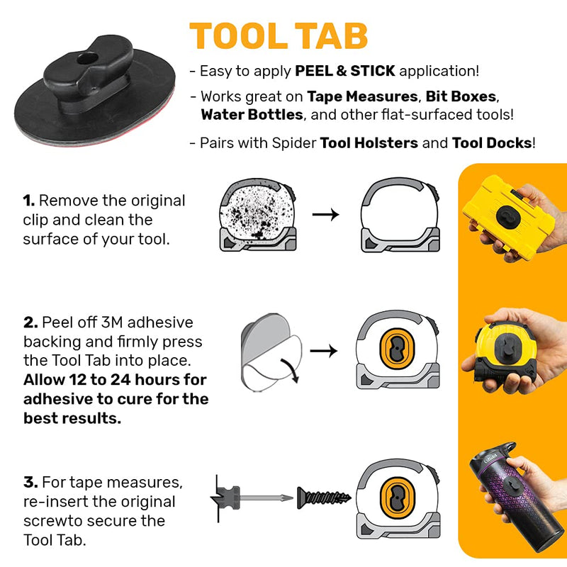 [Australia - AusPower] - Spider Tool Holster - Tape Measure Belt Holster Set - Self Locking, Quick Draw Access to Your Tape Measure, bit Box, and Other Flat surfaced Tools! 