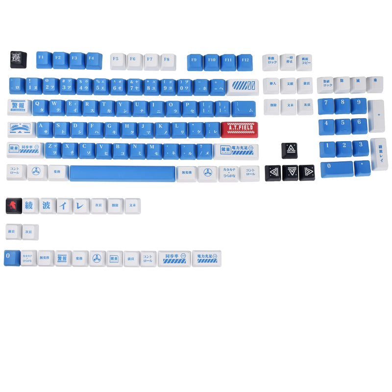 [Australia - AusPower] - Keycaps Lilith, MOLGRIA 129 Set Blue and White Keycaps for Gaming Keyboard, PBT Cherry Profile Dye Sublimation Keycaps with Keycap Puller for Gateron Kailh Cherry MX 104/87/74/61 60% Keyboard Lilith-129 