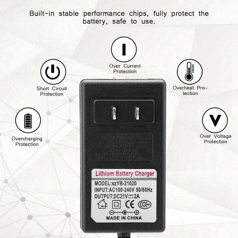 [Australia - AusPower] - fuwinkr AC 100‑240V DC 21V 2A Power Adapter Li-ion Battery Charger with LED Indicator Safe Charge Power Supply Adapter Lithium‑ion Battery Charger(US Plug) US Plug 