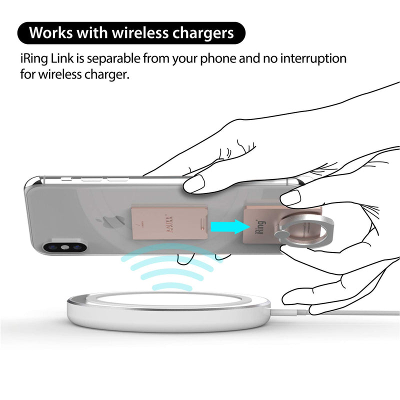 [Australia - AusPower] - iRing Link, Made in Korea, Wireless Charging Friendly Phone Holder - Cell Phone Ring Grip Finger Holder and Stand Compatible with iPhone, Galaxy, and Other Smartphones.(Rose Gold) Rose Gold 
