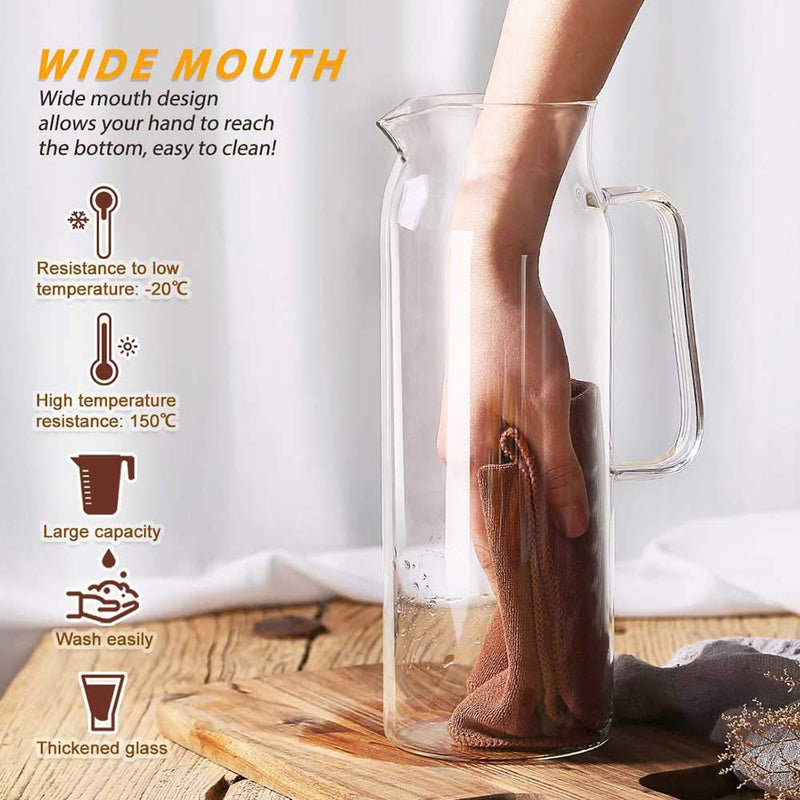 [Australia - AusPower] - Hwagui - Heat Resistant Glass Pitcher with Stainless Steel Lid, Water Carafe with Handle, Good Beverage Pitcher for Homemade Juice and Iced Tea, 1000ml/34oz 1000ml/35oz 