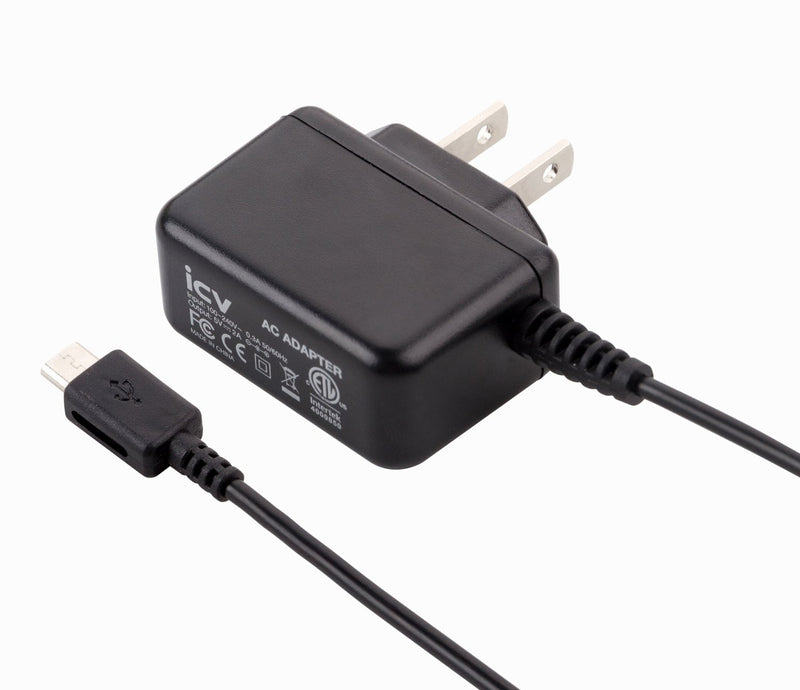 [Australia - AusPower] - icv Micro USB Wall Charger 5V 2A Power Adapter with US Plug and Fixed Micro Cable for Samsung Galaxy S6 S5 S4 S3 S2 Si9003,S5820 N7100 Note3 Note4 Black 