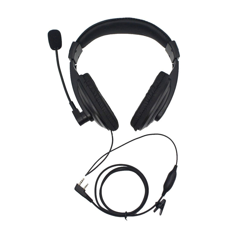 [Australia - AusPower] - GoodQbuy Professional Noise Cancelling Radio Overhead Headsets Headphones with VOX-PTT Boom Mic is Compatible with 2 Pin Kenwood Baofeng UV-5R Puxing Quansheng Wouxun HYT Nexedge Puxing Two Way Radio 