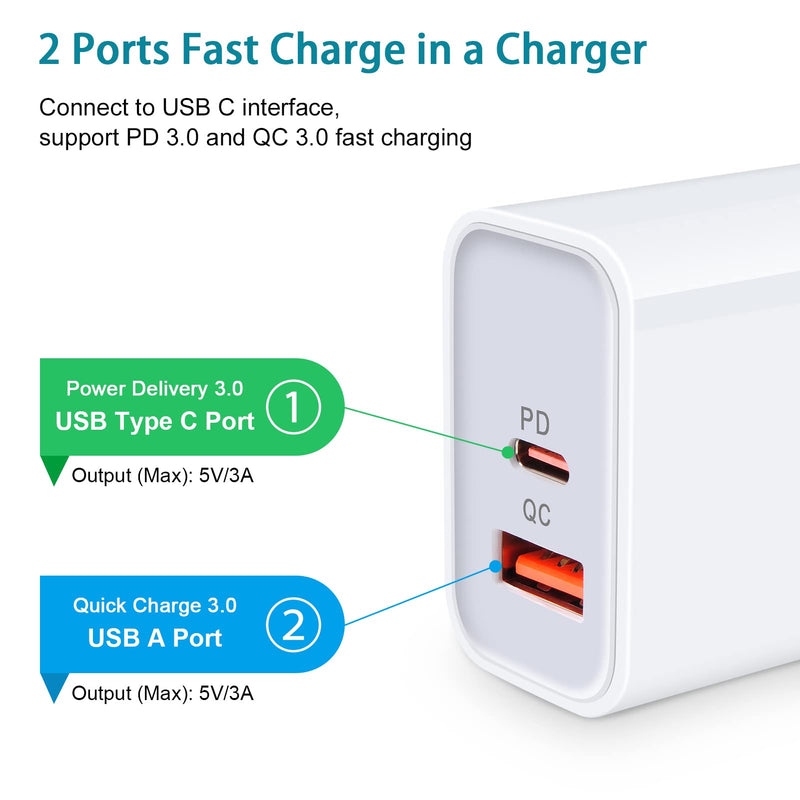 [Australia - AusPower] - Fast Charger Block for iPhone 13 12 Pro Max, 20W USB C Wall Charger Power Delivery+Quick Charge 3.0 Dual Port Cube Fast Charging Plug for iPhone 13 12 Mini 11 XR/XS MAX/X/8 Plus Samsung Galaxy S22 S21 