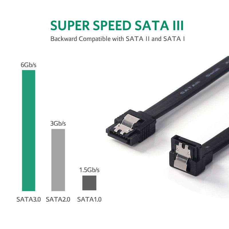 [Australia - AusPower] - ELIATER 6 Pack 90 Degree Right-Angle SATA III Cable 6.0 Gbps HDD SDD Data Cable with Locking Latch for SATA HDD, SSD, CD Driver, CD Writer, 16-Inch 