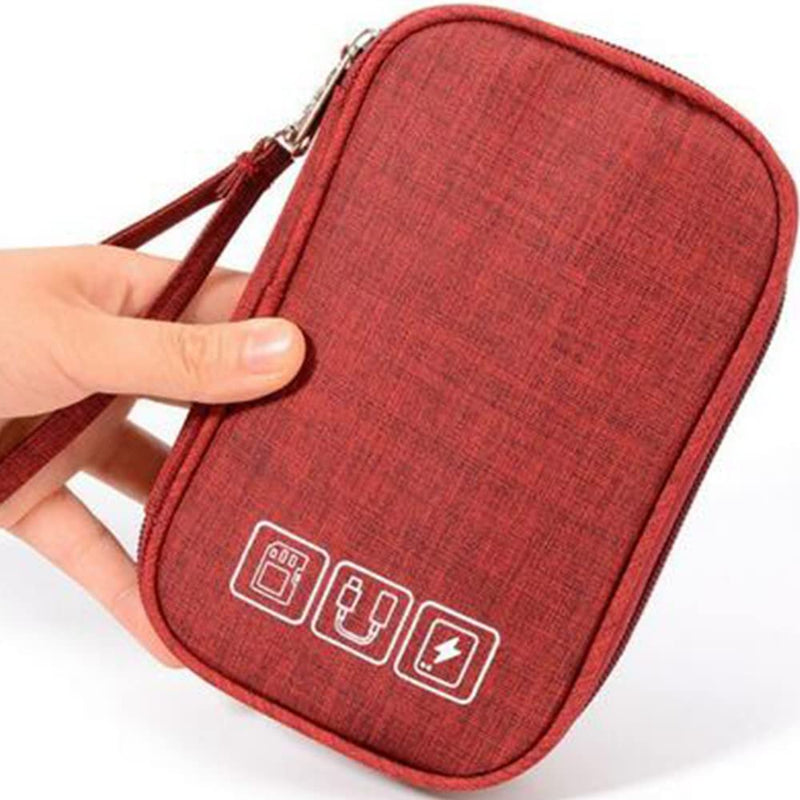 [Australia - AusPower] - Electronics Travel Organizer, Waterproof Electronic Accessories Case, Small Travel Electronic Organizer, Universal Carrying Pouch Bag for Cable, Cord, Charger, Phone, Earphone, Red 