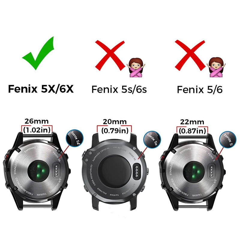 [Australia - AusPower] - Notocity Compatible Fenix 5X Band 26mm Width Soft Silicone Watch Strap for Fenix 6X/Fenix 7X/Fenix 5X Plus/Fenix 6X Pro/Fenix 3/Fenix 3 HR/Tactix/Descent MK1/D2 Delta PX/D2 Charlie-Black Black 