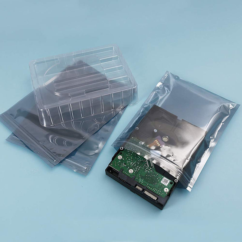 [Australia - AusPower] - HRX Package 100pcs Premium Anti-Static Resealable Bags, 5.9 X 7.9 inches Plastic Static Free Bag for Motherboard SSD HDD Computer Electronic Components 5.9”X7.9” silver-gray 