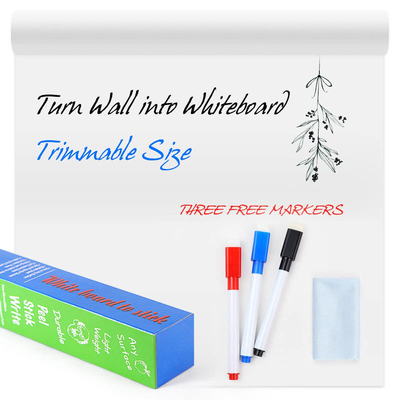 [Australia - AusPower] - Dry Erase Whiteboard Sticker Wall Decal, Self-adhesive White Board Peel Stick Paper for School,Office,Home,Kids Drawing with 3 Water Pen 78.7"x17.7" 