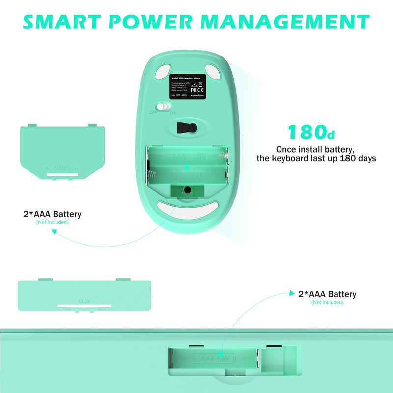[Australia - AusPower] - POWZAN Wireless Keyboard and Mouse, Ultra Slim Compact Full Size Wireless Keyboard and Mouse Combo 2.4G Ultra-Thin Sleek Design for Windows, Mac, Computer, Desktop, PC, Notebook - (Green White) Green White 