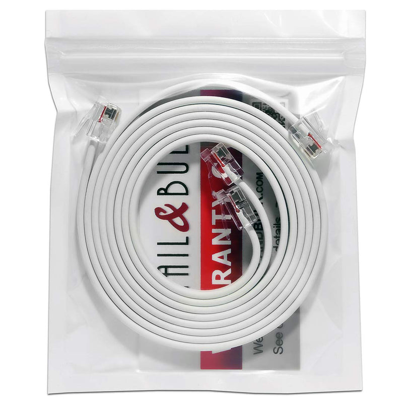 [Australia - AusPower] - (2 Pack) 2.5 Feet Telephone Cord, Professional Grade Made in USA, 6P4C Male RJ11 Plugs with 50 Micron Gold Contacts, Pure Copper Wire Phone Line Cable (30 Inches, White) 2.5 Foot 