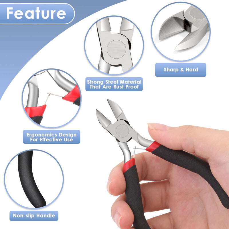 [Australia - AusPower] - Wire Cutters, Small Side Cutters for Crafts, Flush Cutting Pliers for Jewelry Making, Floral Wire Cutters for Artificial Flowers, Zip Tie Cutters for Cable Tie, Wire Cutting Tool for Guitar Strings Side Cutter Pliers 