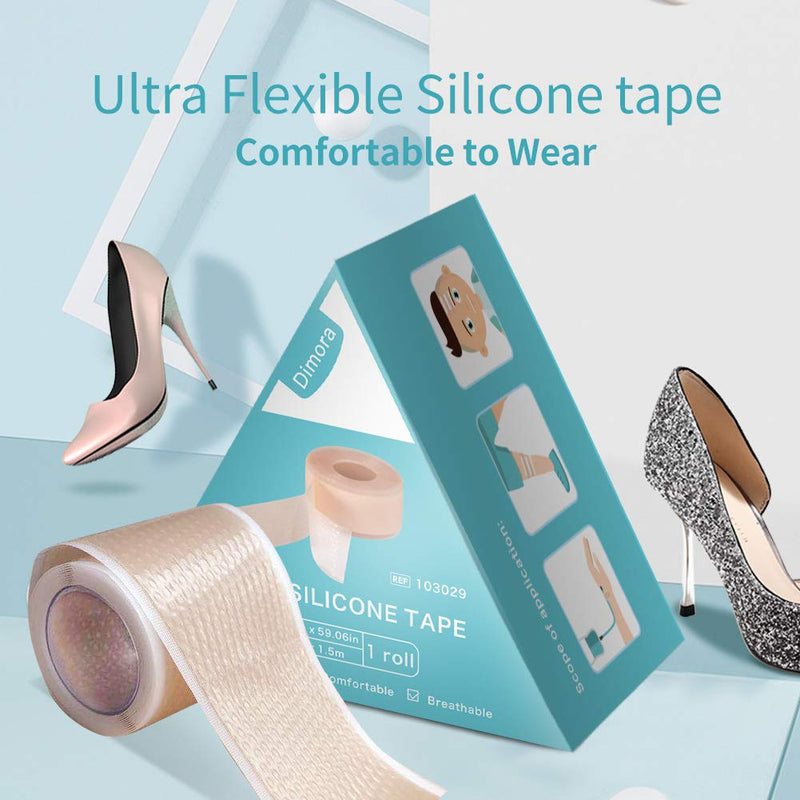 [Australia - AusPower] - Dimora Soft Waterproof Silicone Tape with Easy Tear Design, Adhesive, Comfortable Breathable Pain-Free Removal Tape, Medical Grade（1.6in x 59 in),1 Roll 