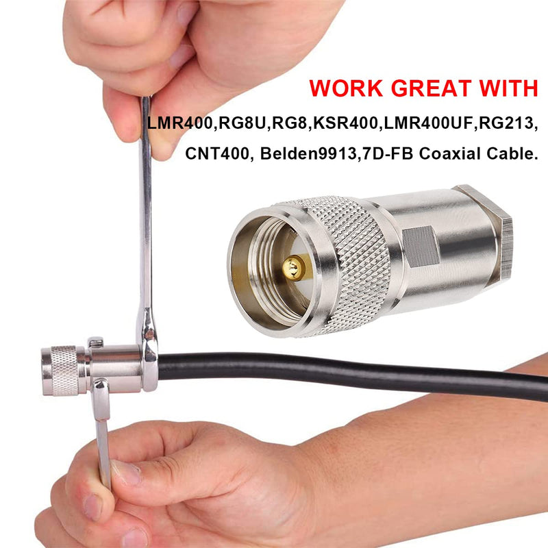 [Australia - AusPower] - PL259 Coax Connectors, 5-Pack PL-259 UHF Male Clamp Connector PL259 UHF Plug Male RF Coax Connector for LMR400/RG8/RG8U/KMR400/Belden 9913/7D-FB Cable 