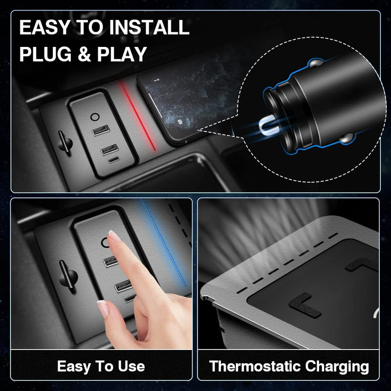 [Australia - AusPower] - T TGBROS Custom Fit for 15W Fast Wireless Car Charger 2015-2020 Ford F150 (Not for 2021 F150 & Ford F-150 XLT F250 F350) Fasting Charging with 36W USB Port Wireless Qi Phone Charger Pad Black 