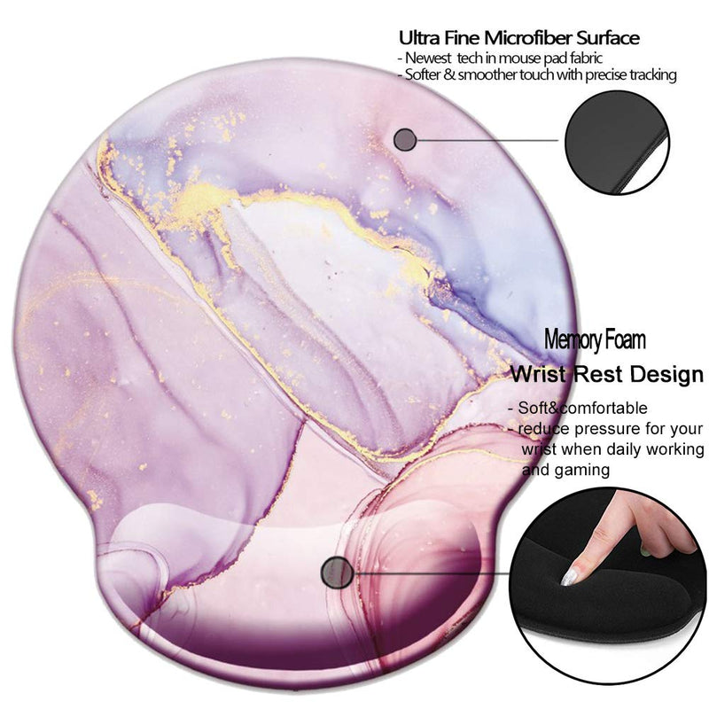 [Australia - AusPower] - Memory Foam Wrist Support Mouse Pad Comfortable Padded Wrist Mousepads 9in X10in Desktop Notebook Mouse Mat (Marble Pretty Pink-Foam) Marble Pretty Pink-Foam 