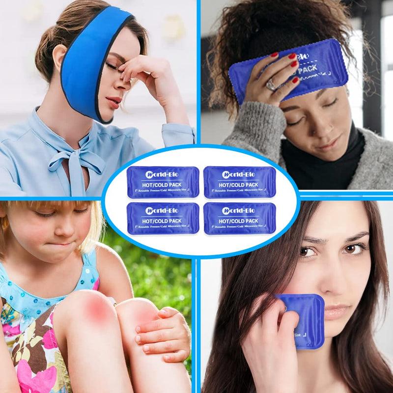 [Australia - AusPower] - Face Ice Pack Wrap Jaw Pain Relief Wrap for TMJ, Wisdom Teeth, Head and Chin, 4 Reusable Hot Cold Compress Gel Packs for Face Swelling, Injuries, Oral and Facial Surgery, Dental Implants and Migraine 