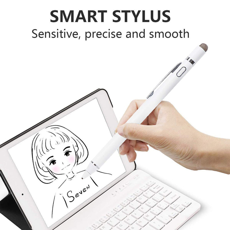 [Australia - AusPower] - MENKARWHY Active Stylus Pen for Touch Screens, Digital Pencil Pen Fine Point Stylish Pencil Compatible with iPhone iPad Pro Air Mini Android and Other Tablets (White) E8910BJ 