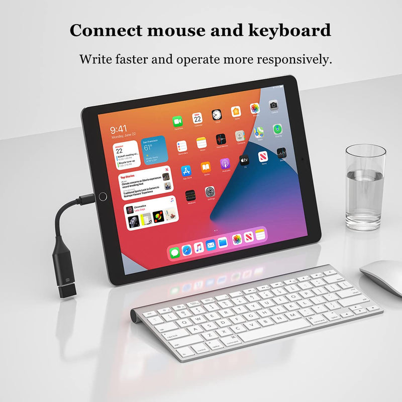 [Australia - AusPower] - IVSHOWCO USB Camera Adapter for iPhone, USB OTG Cable Adapter for iPad Supports USB Flash Drive, Card Reader, Mouse, Keyboard, MIDI... Black 