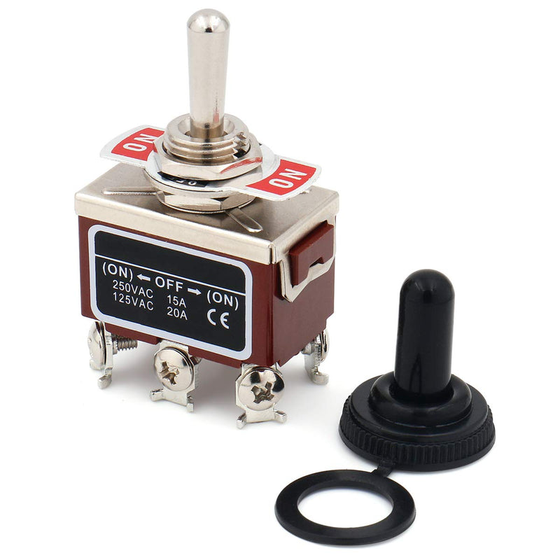 [Australia - AusPower] - Baomain Momentary Toggle Switch DPDT (ON)-Off-(ON) 3 Position 6 Screw Terminal 125VAC 20A with Rainproof Cap 