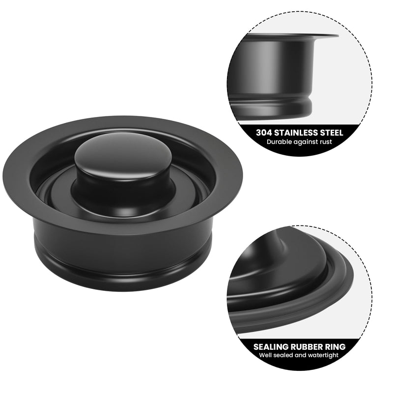 [Australia - AusPower] - Kitchen Sink Garbage Disposal Flange and Sink Stopper,fit Stainless Steel 3-1/2 inch Standard Sink Drain Opening Kitchen Sink Replacement Accessories (Black) Black 