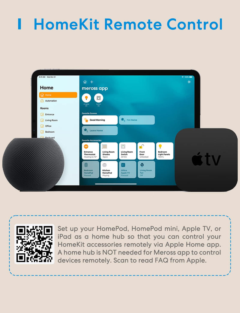 [Australia - AusPower] - Meross Smart Plug Mini, 15A & Reliable Wi-Fi, Support Apple HomeKit, Siri, Alexa, Echo, Google Assistant and Nest Hub, App Control, Timer, No Hub Needed, 2.4G WiFi Only, 4 Pack 